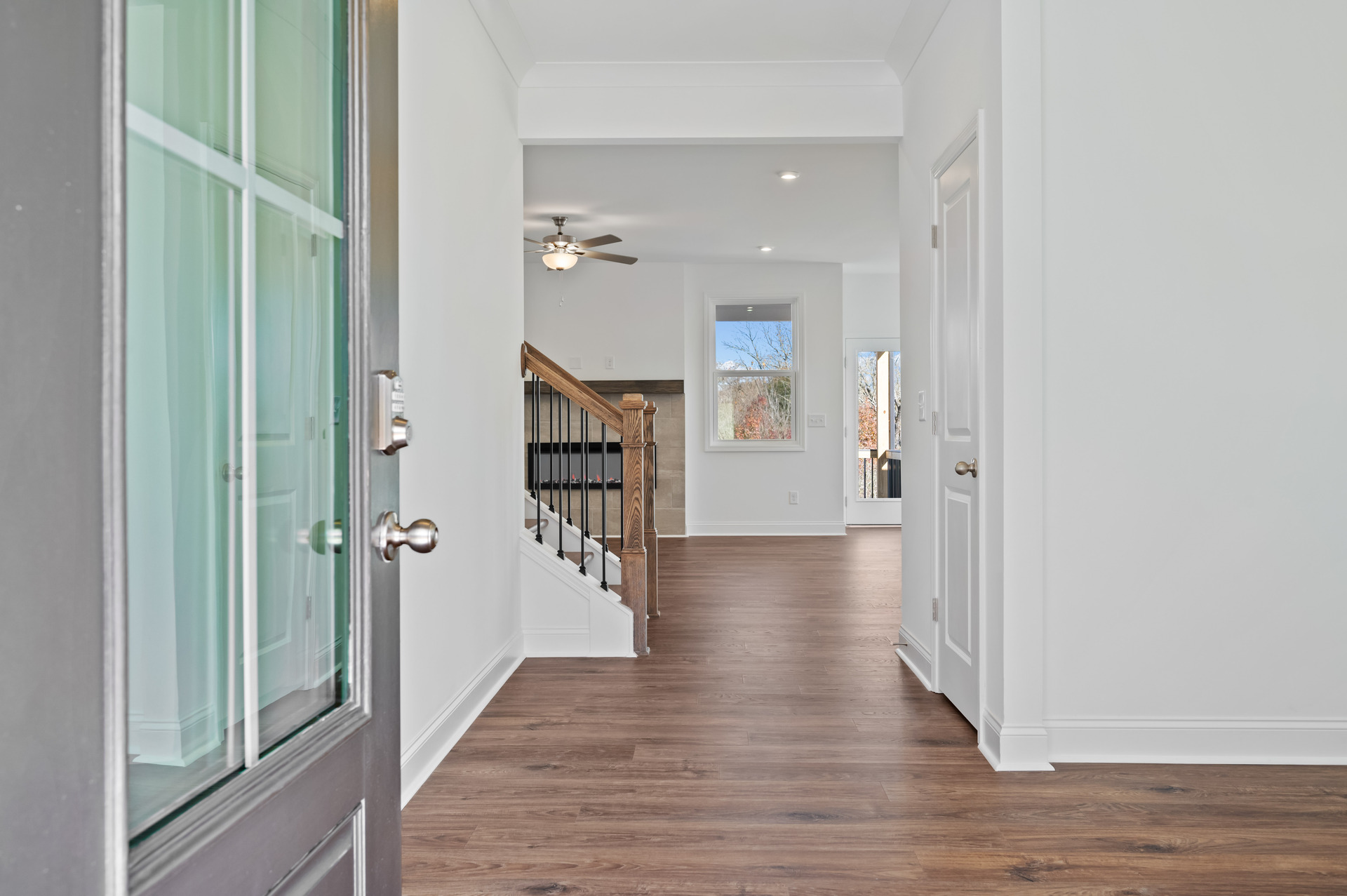 entryway with hard-surface flooring and glass front door