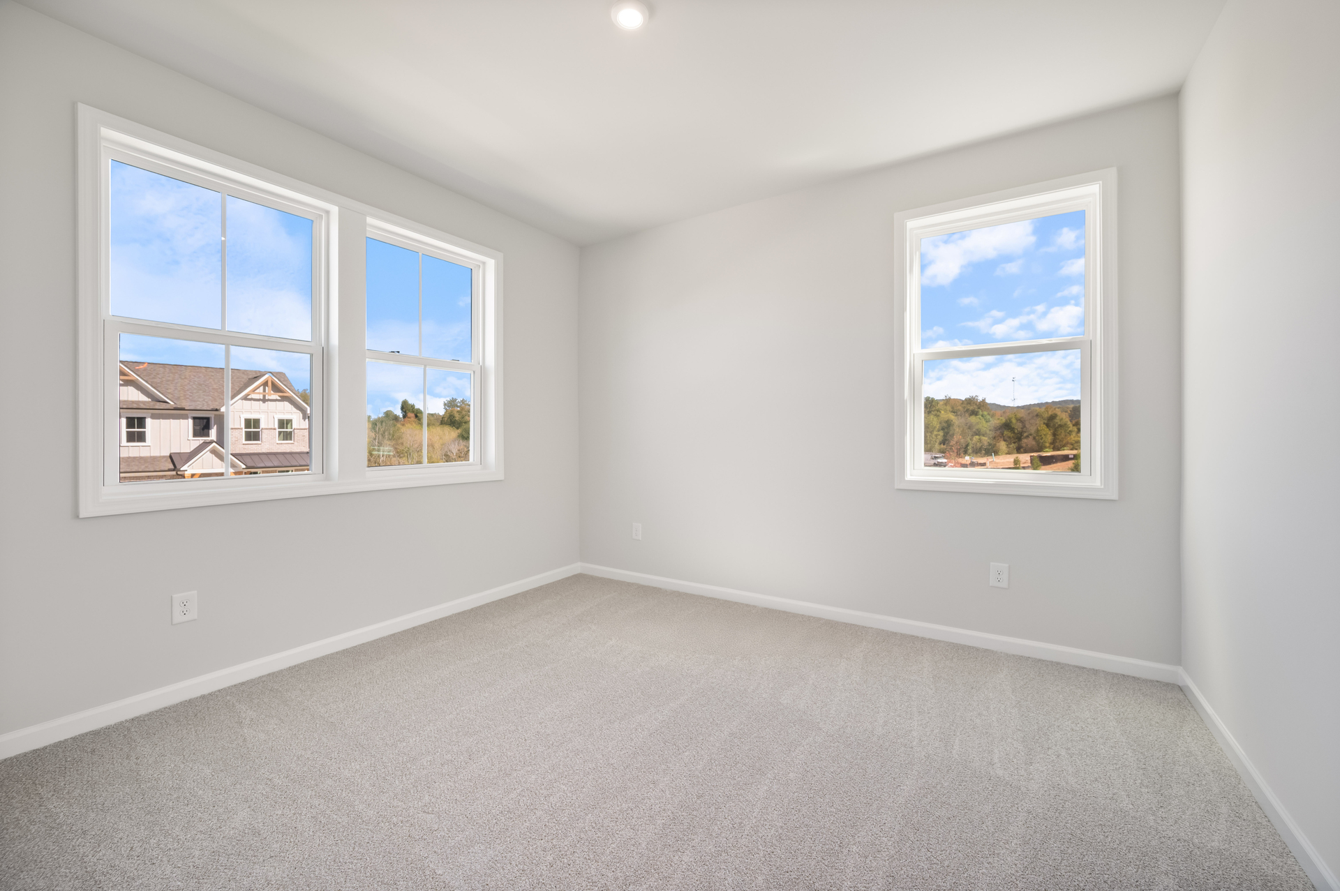 secondary bedroom with windows and carpet
