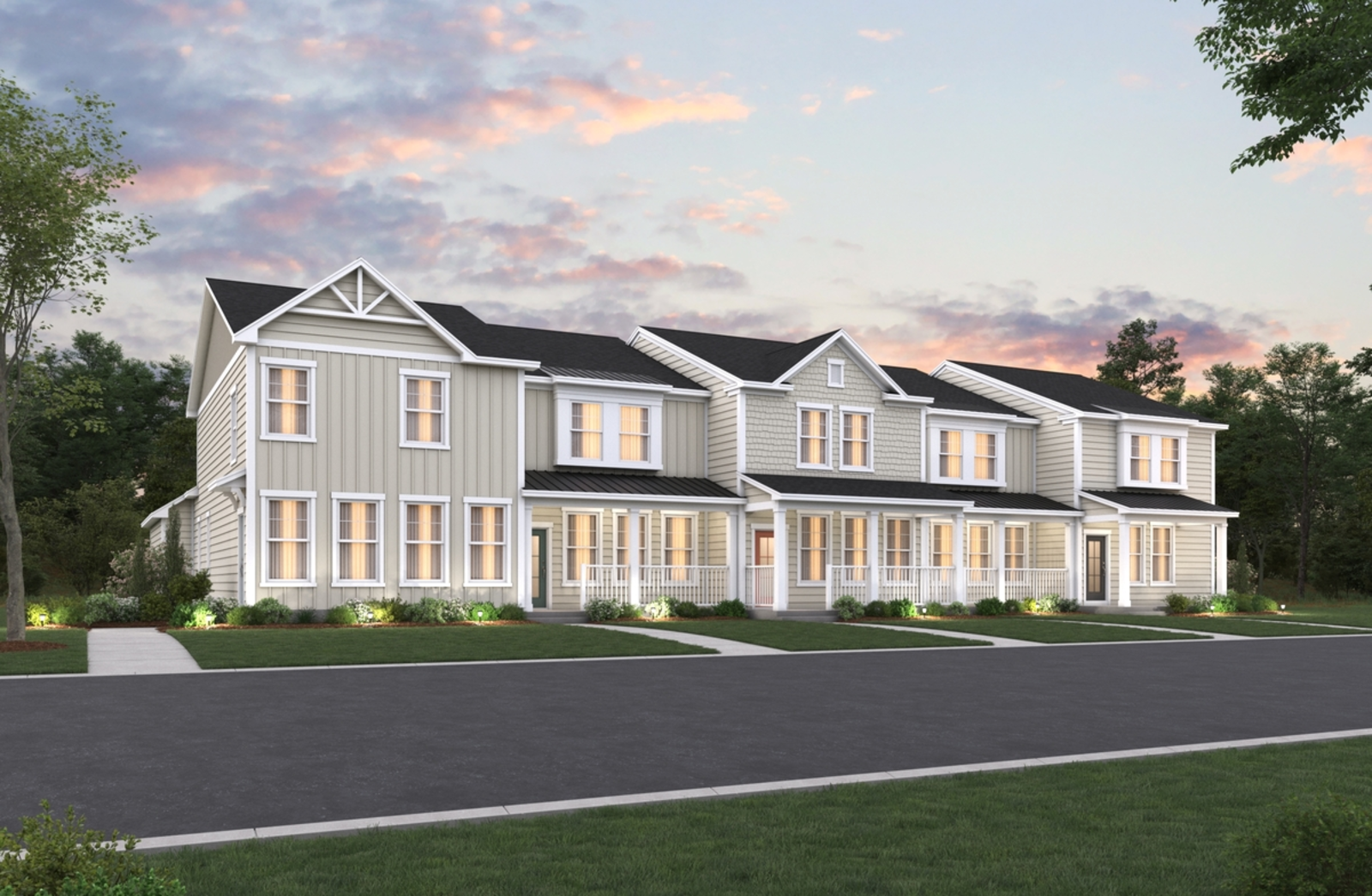 exterior 2-story townhomes with porch