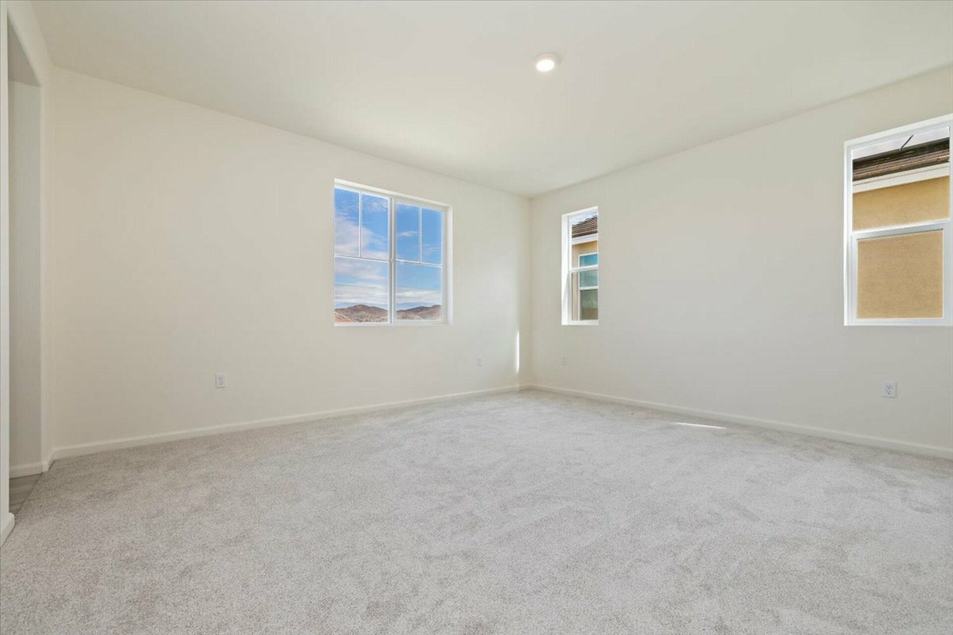 bedroom with multiple windows and carpet flooring