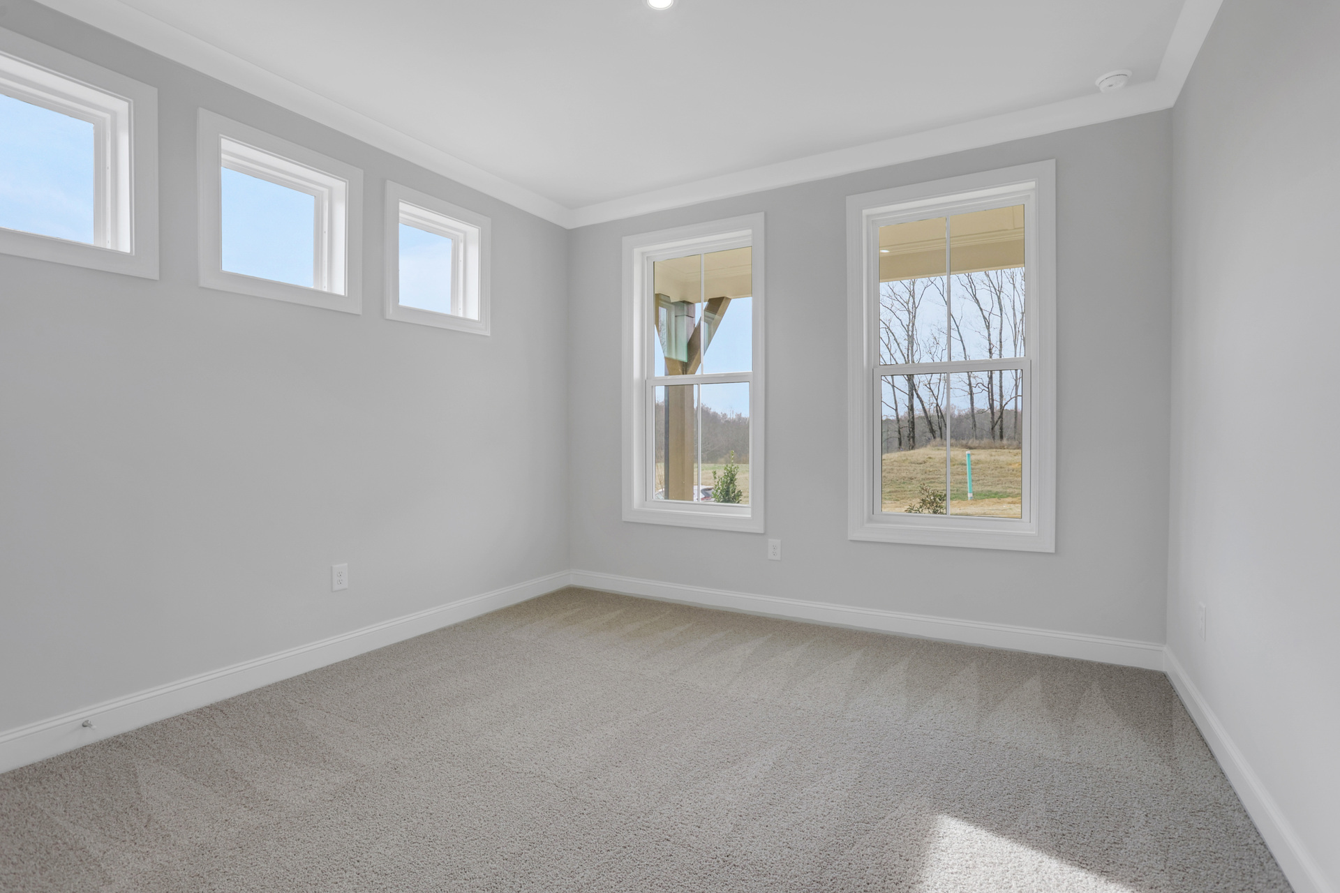 bedroom with windows and carpet