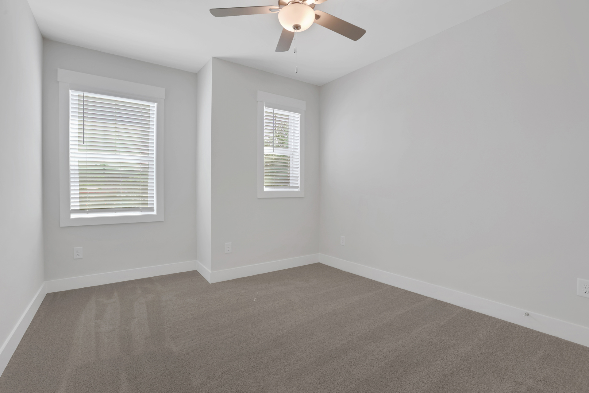 secondary bedroom with carpet and windows
