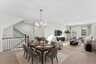 dining room table and chairs and pendant lighting