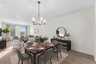 dining room table and chairs and pendant lighting