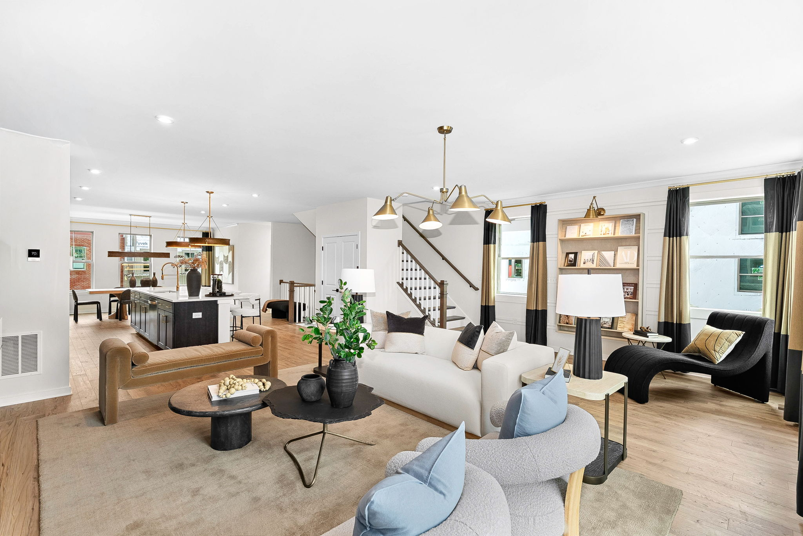 great room with solid flooring & lots of light
