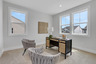 bedroom with windows and carpet