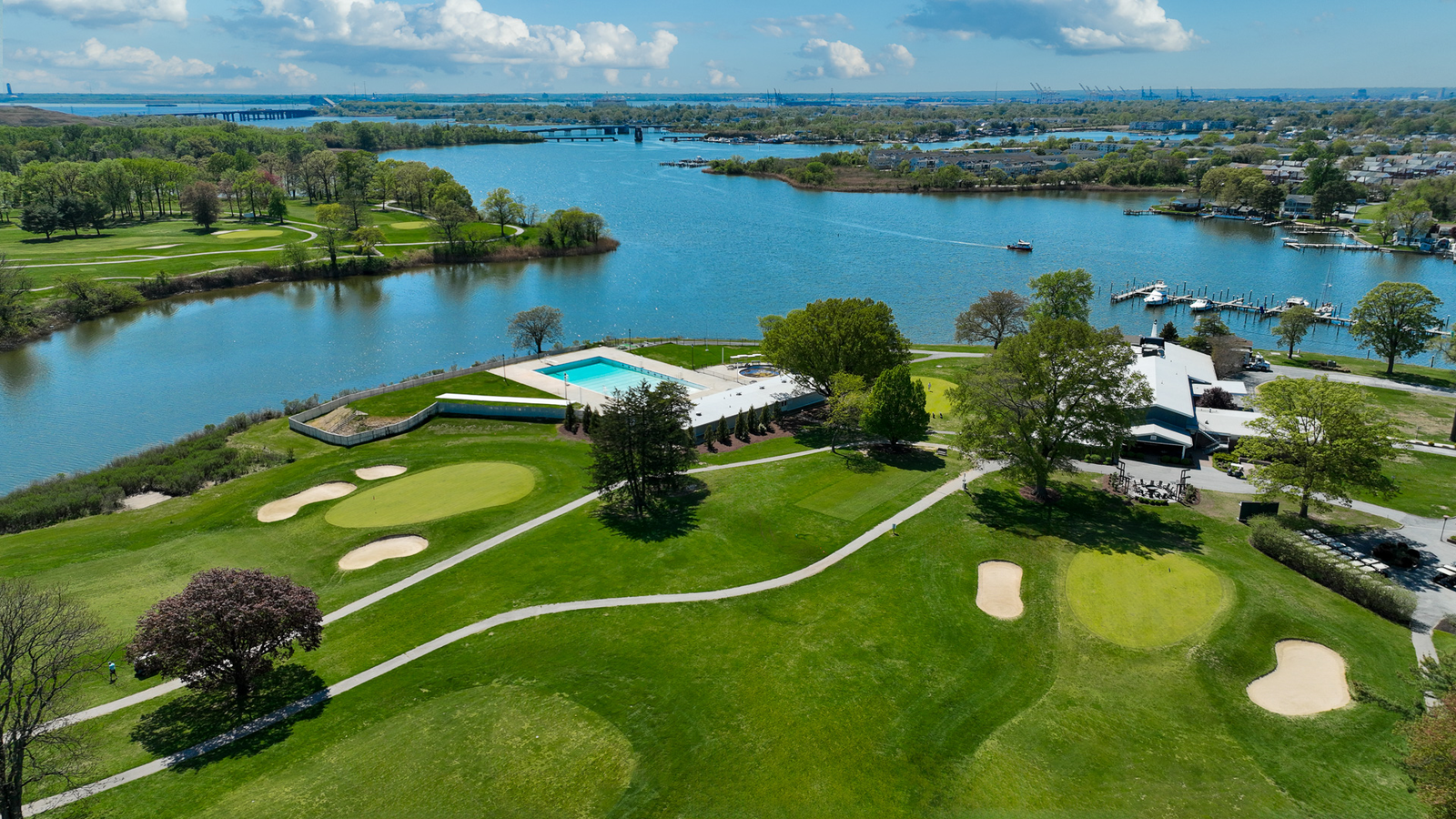 aerial view of the country club pool