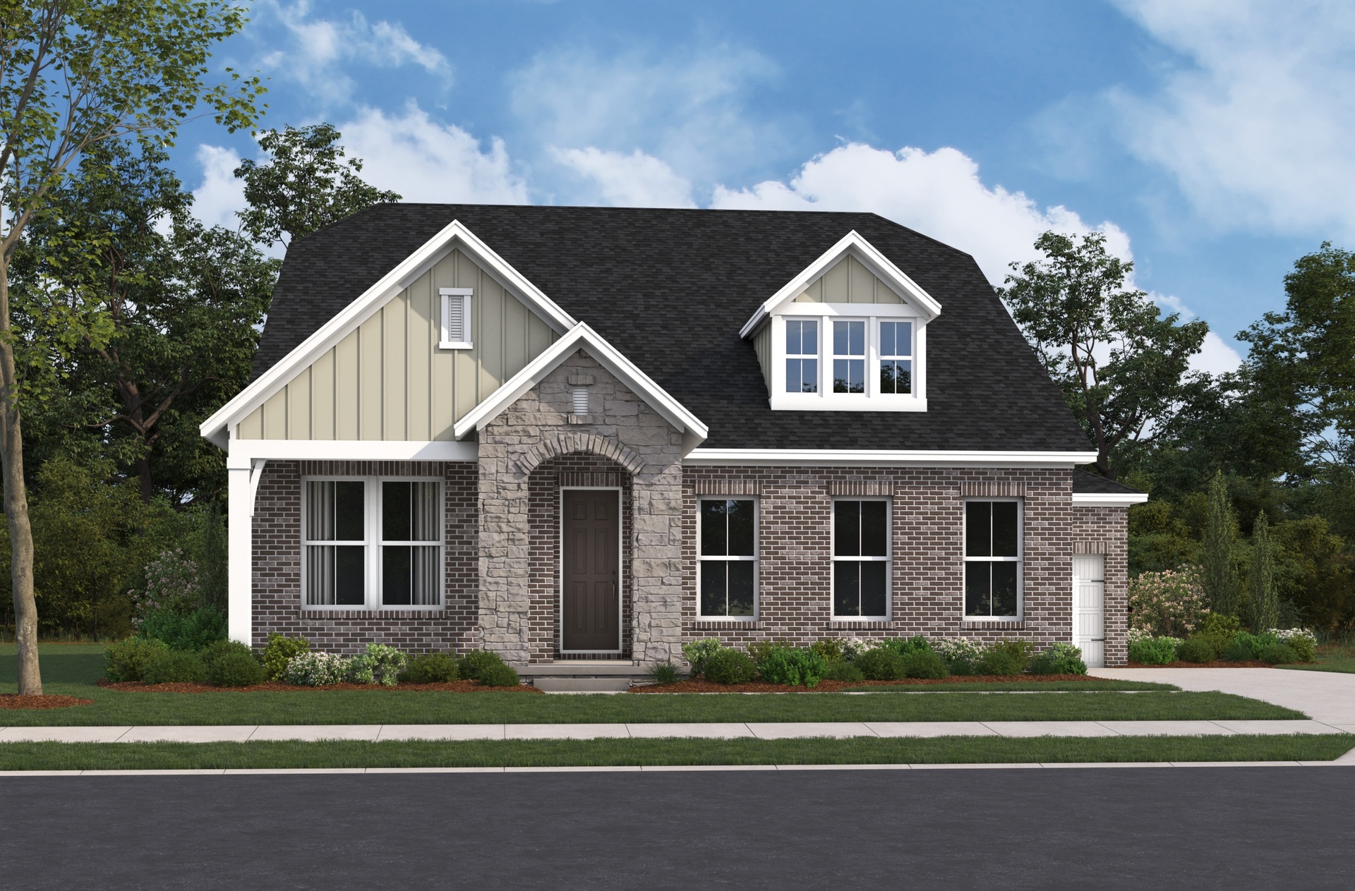 exterior with brick and stone