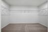 spacious walk-in closet with built in wire shelf and carpet