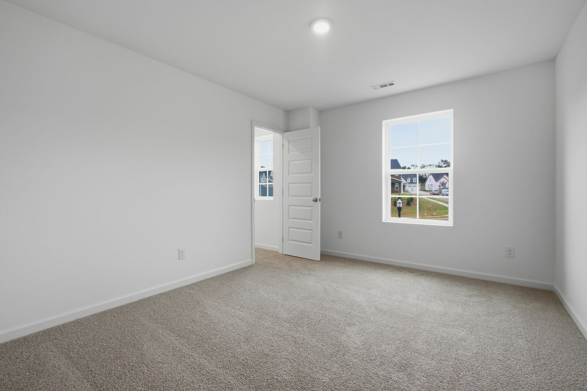 secondary bedroom with carpet, windows, and walk-in closet
