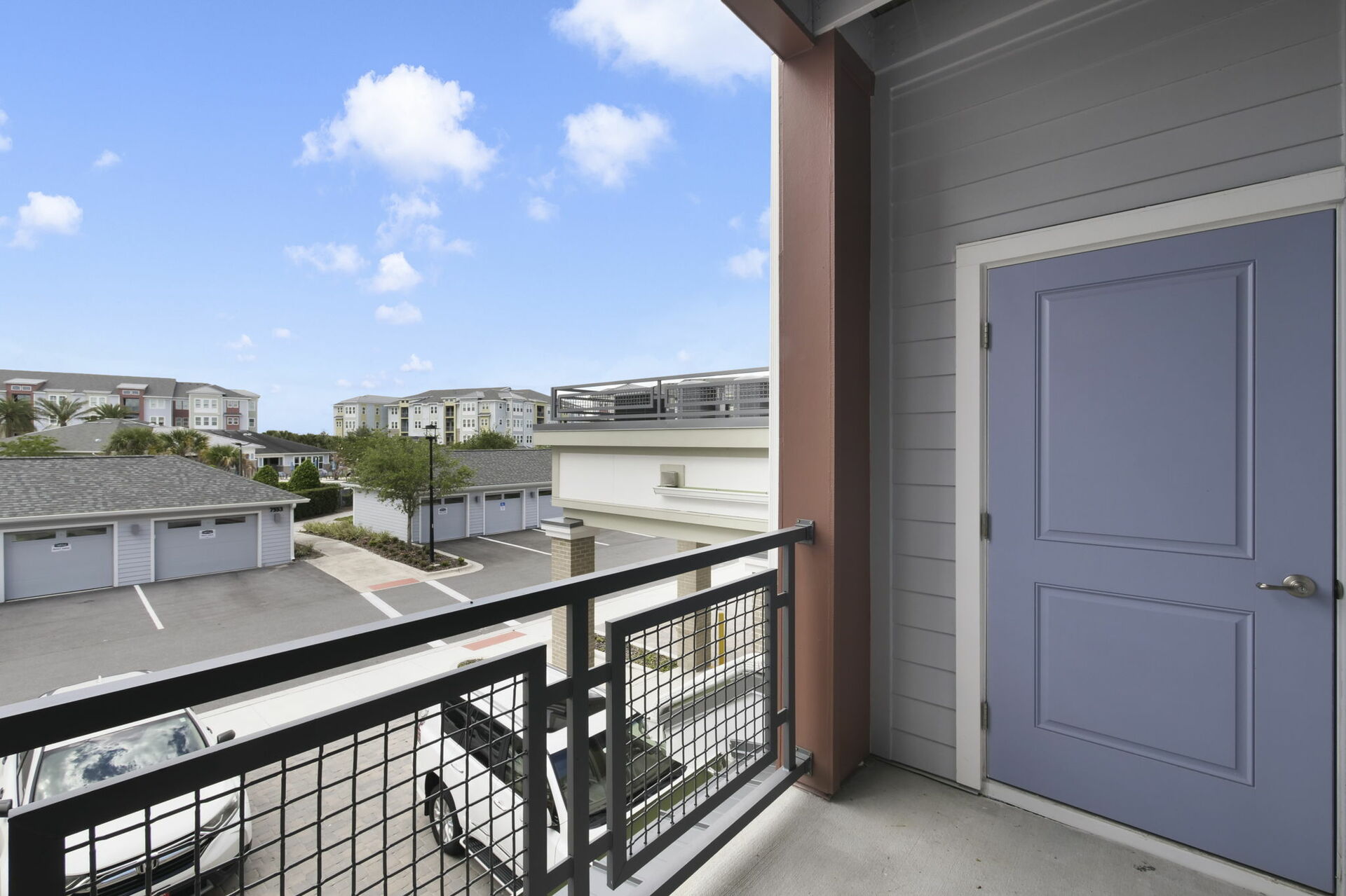 covered patio with storage closet