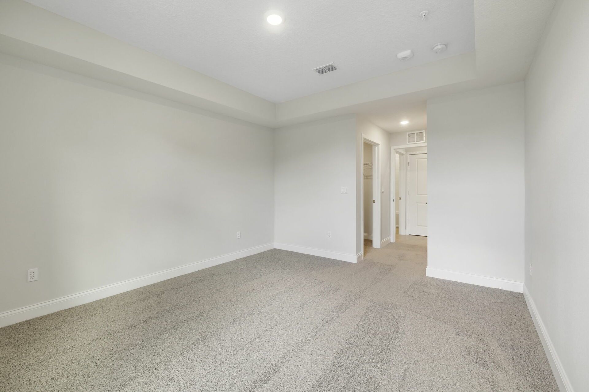 carpet throughout and tray ceilings 