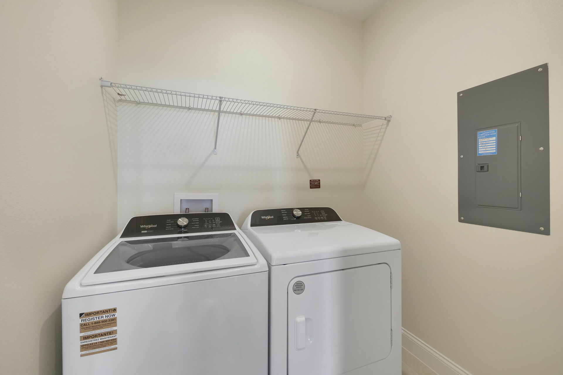 washer and dryer with storage above