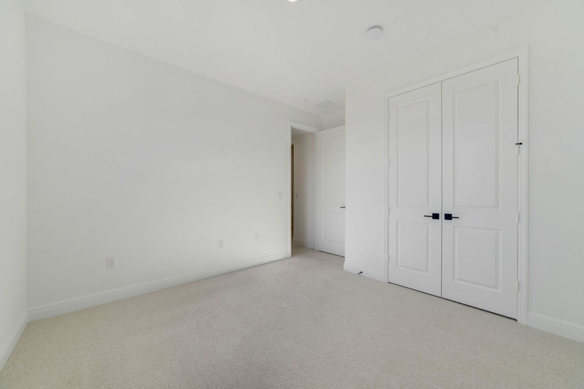 guest bedroom with carpet throughout and windows