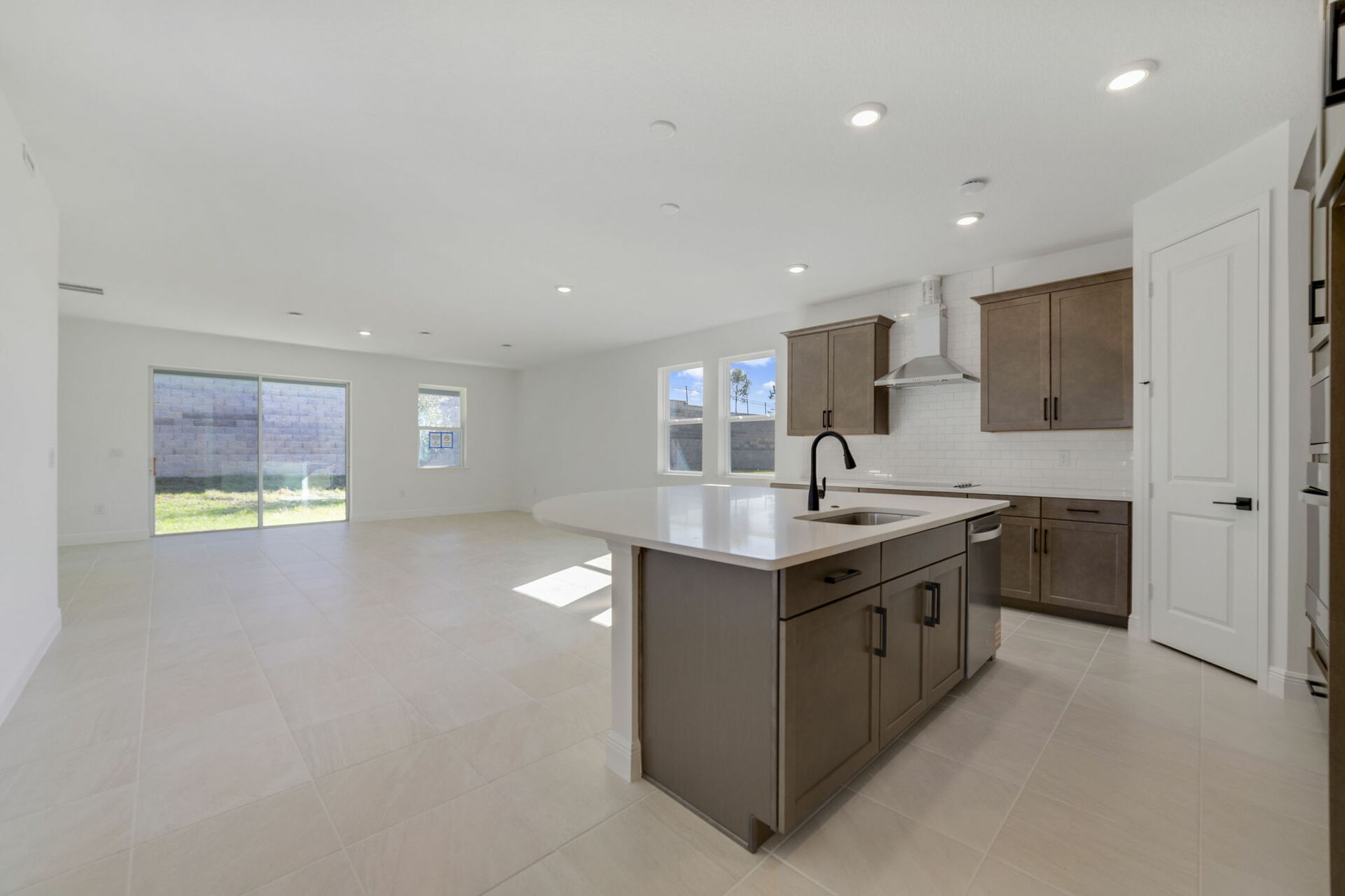 kitchen with view of island and view of great room