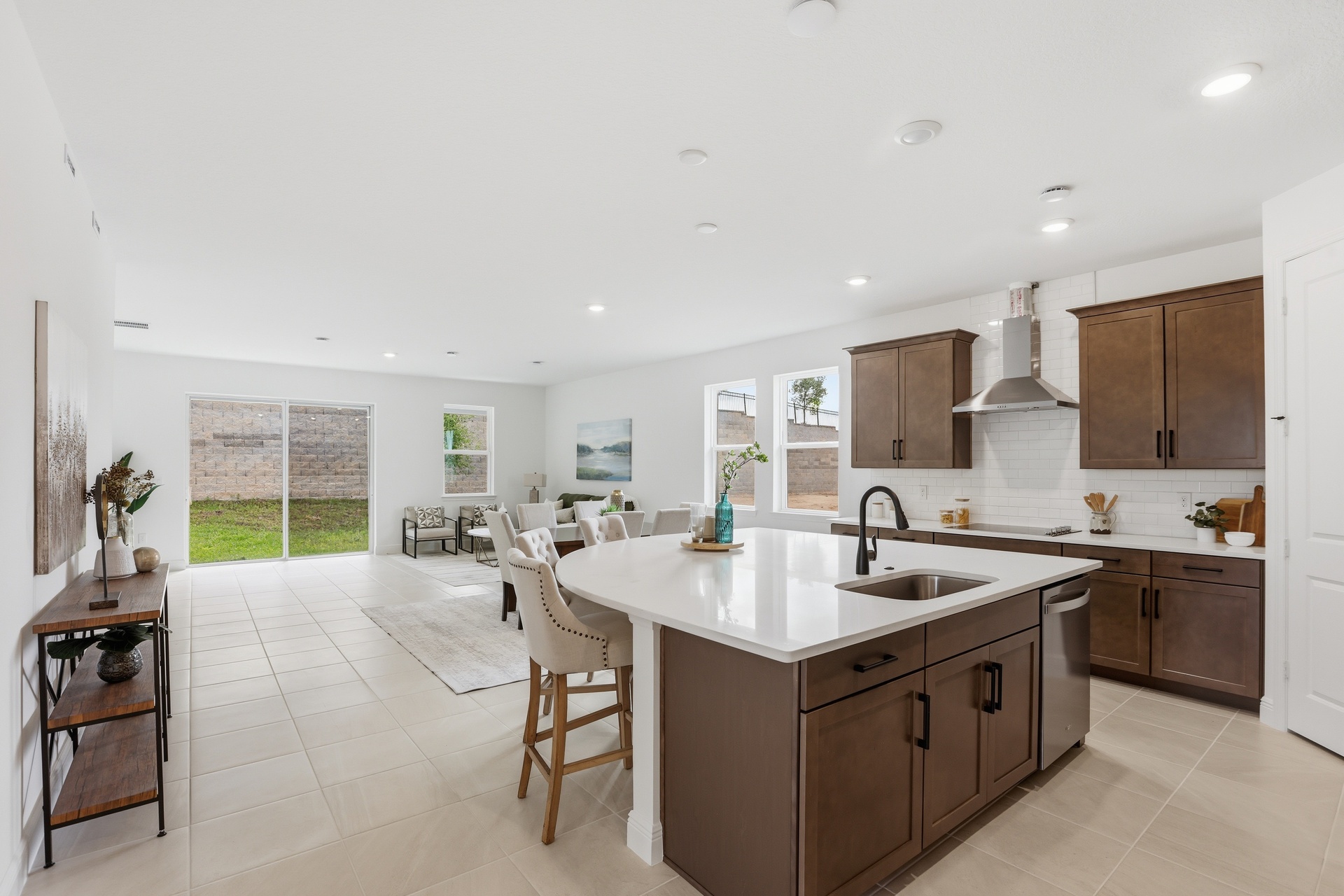 center island with view of great room 