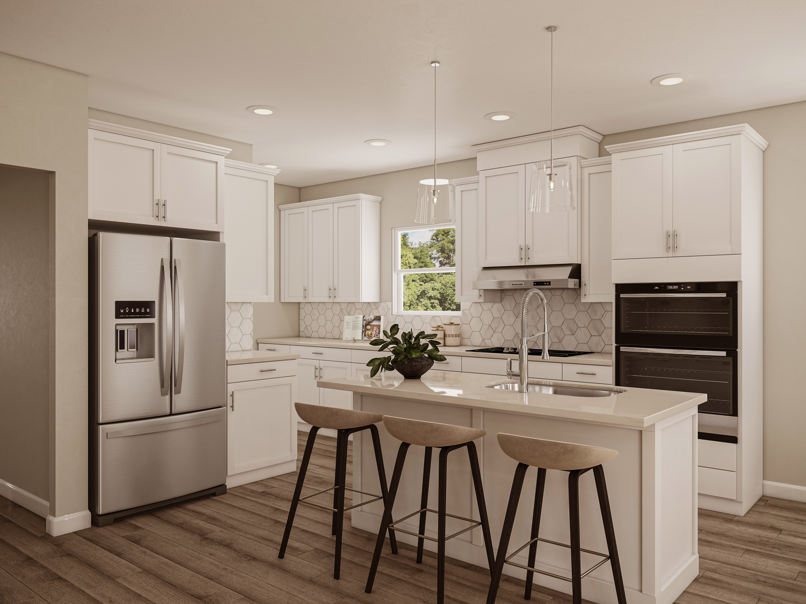 kitchen with white cabinets and hardwood floors