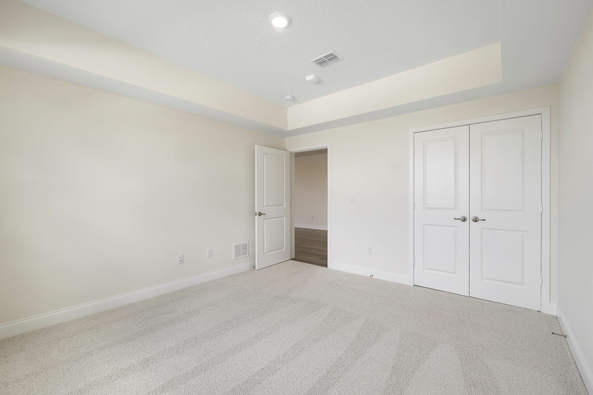 carpet throughout with tray ceilings