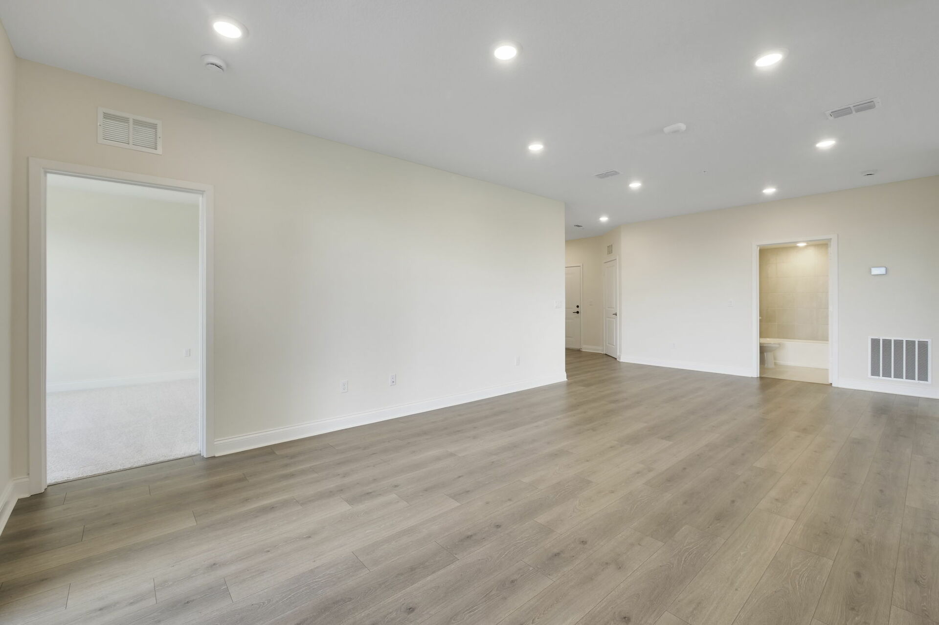 hardwood flooring and access to the flex space