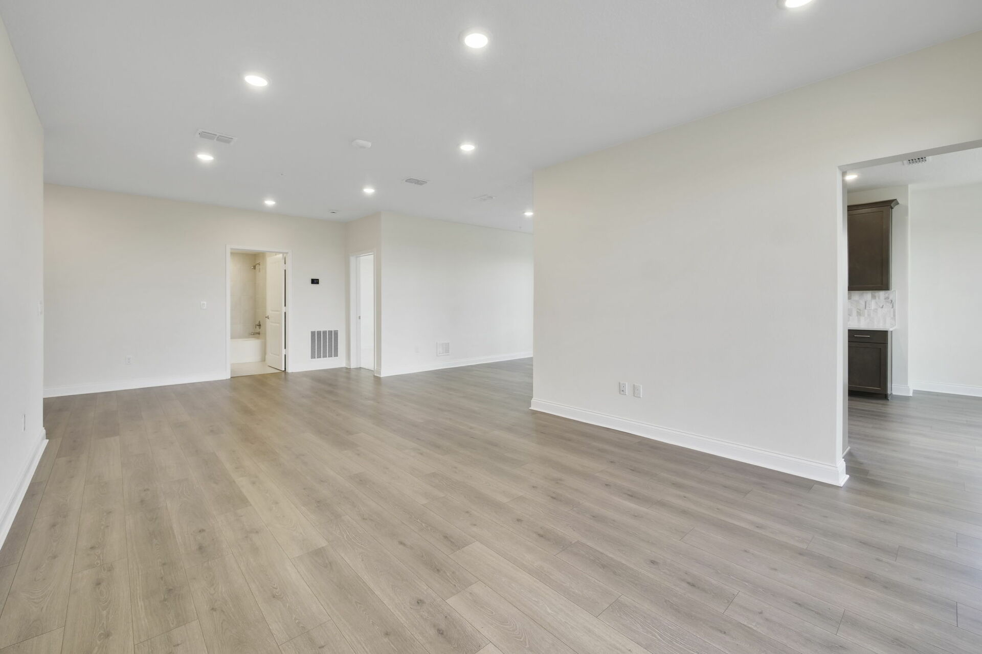 hardwood flooring and access to the flex space