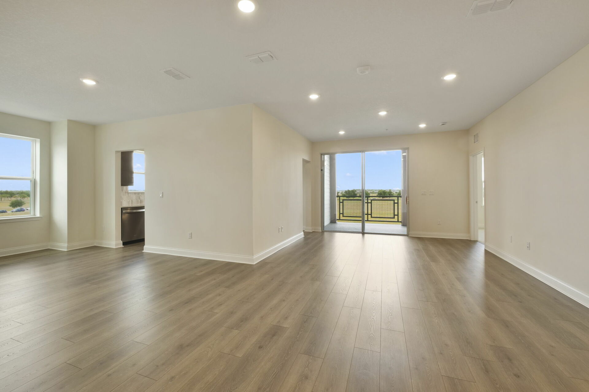 hardwood flooring and access to the flex space