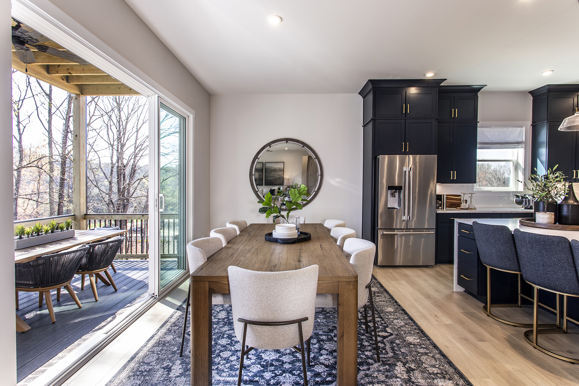 dining room with seating for 8 and hard-surface flooring