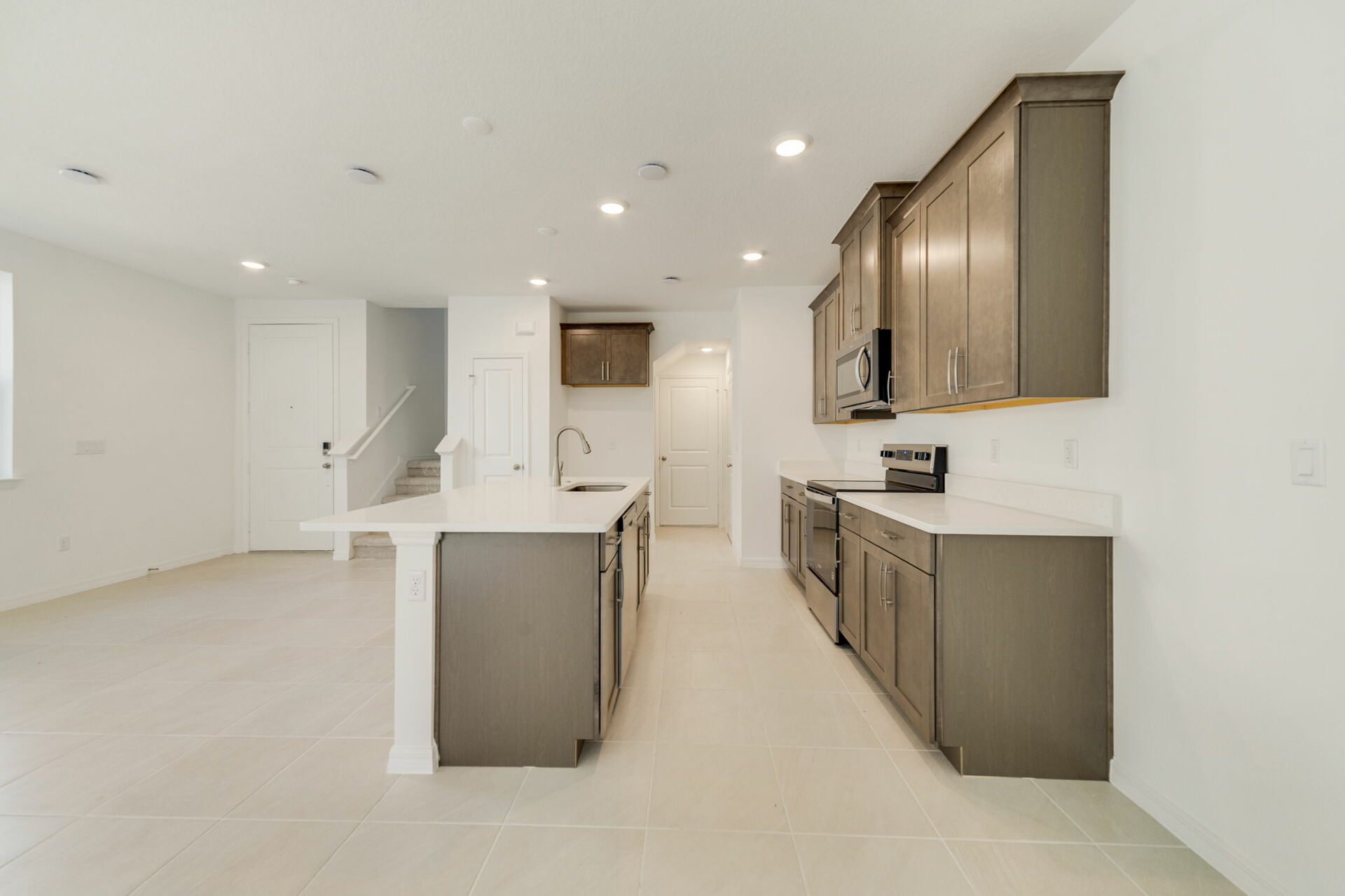 kitchen with view of island
