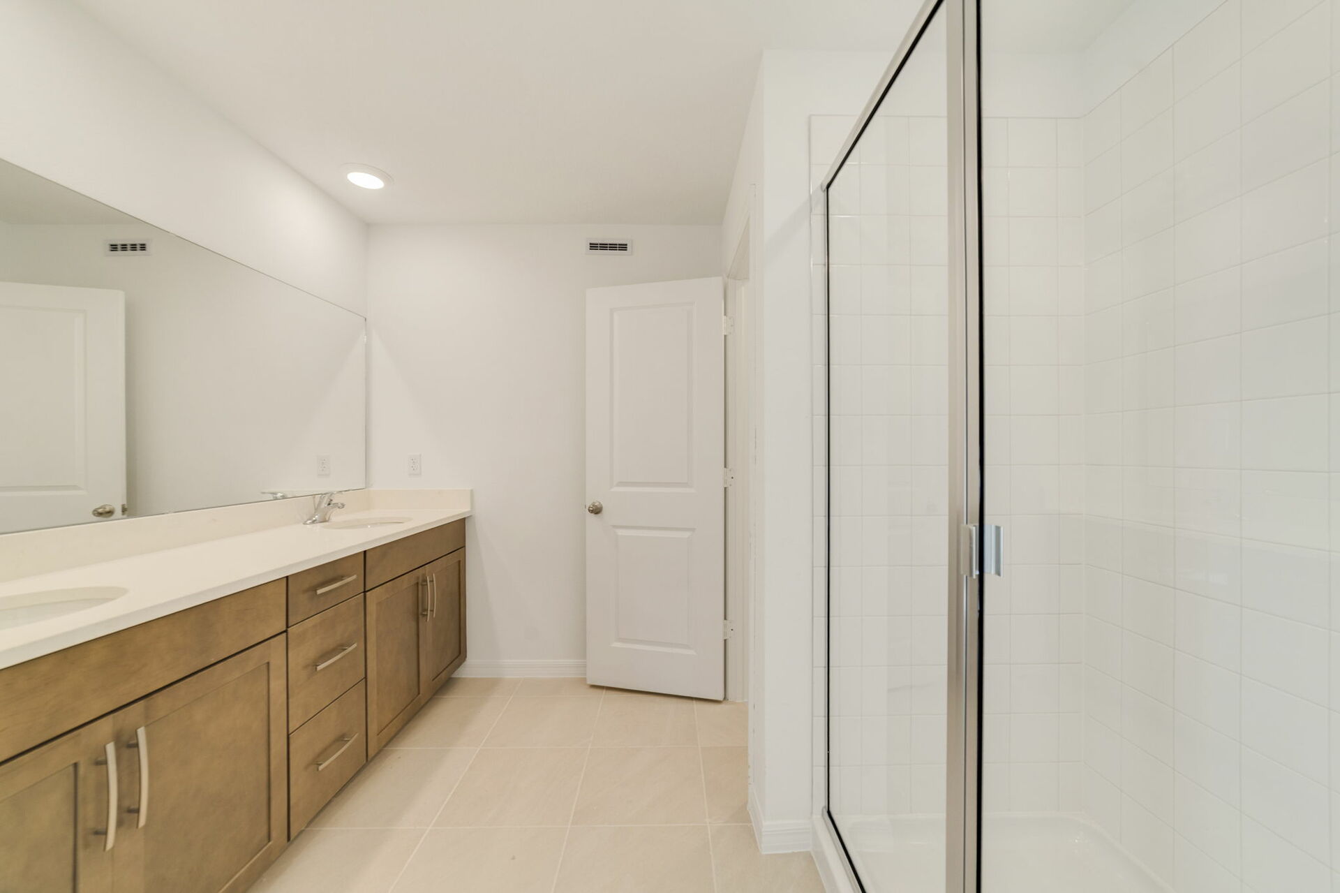 dual sink vanity and mirror