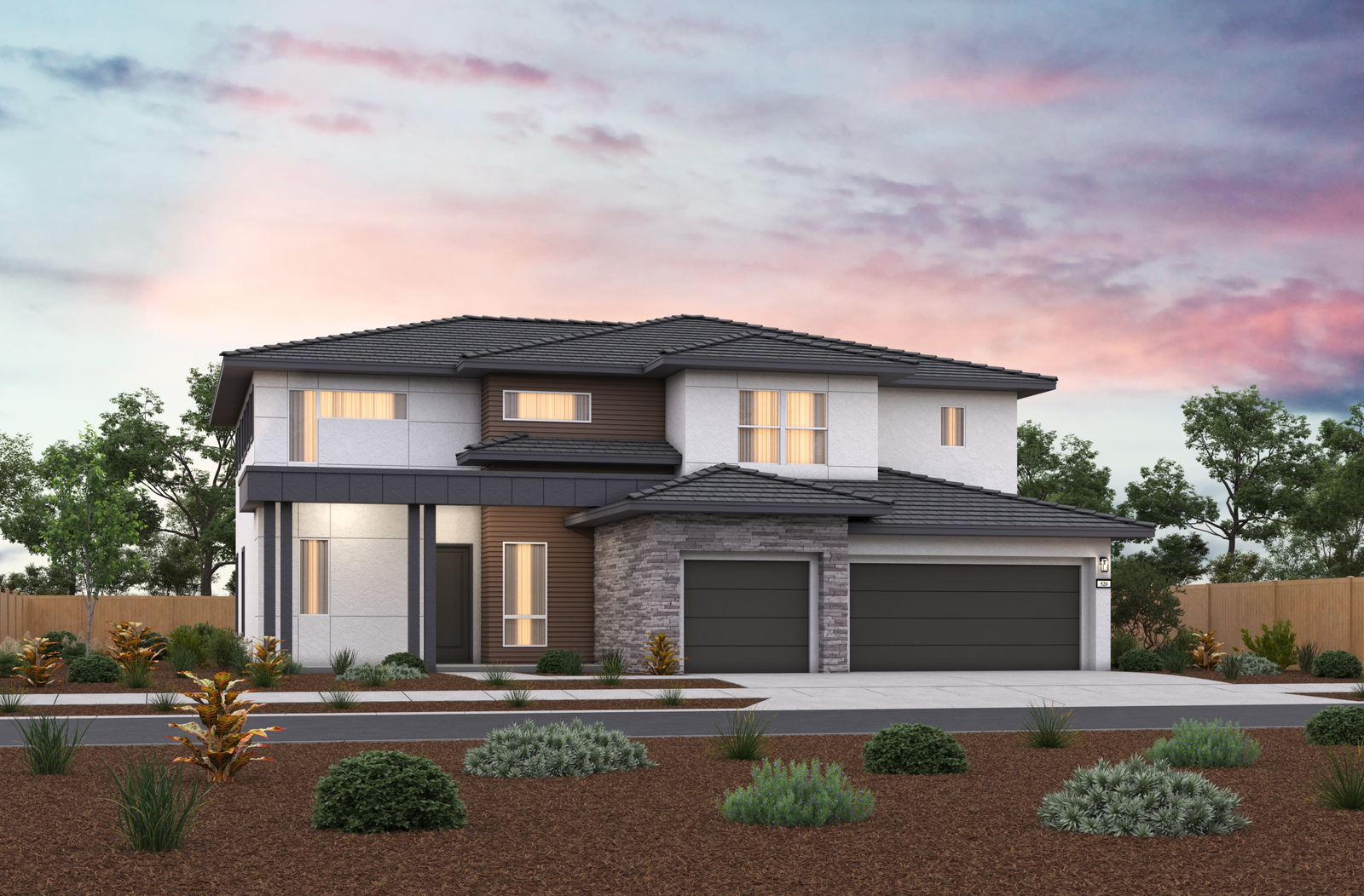 front exterior of two-story modern home
