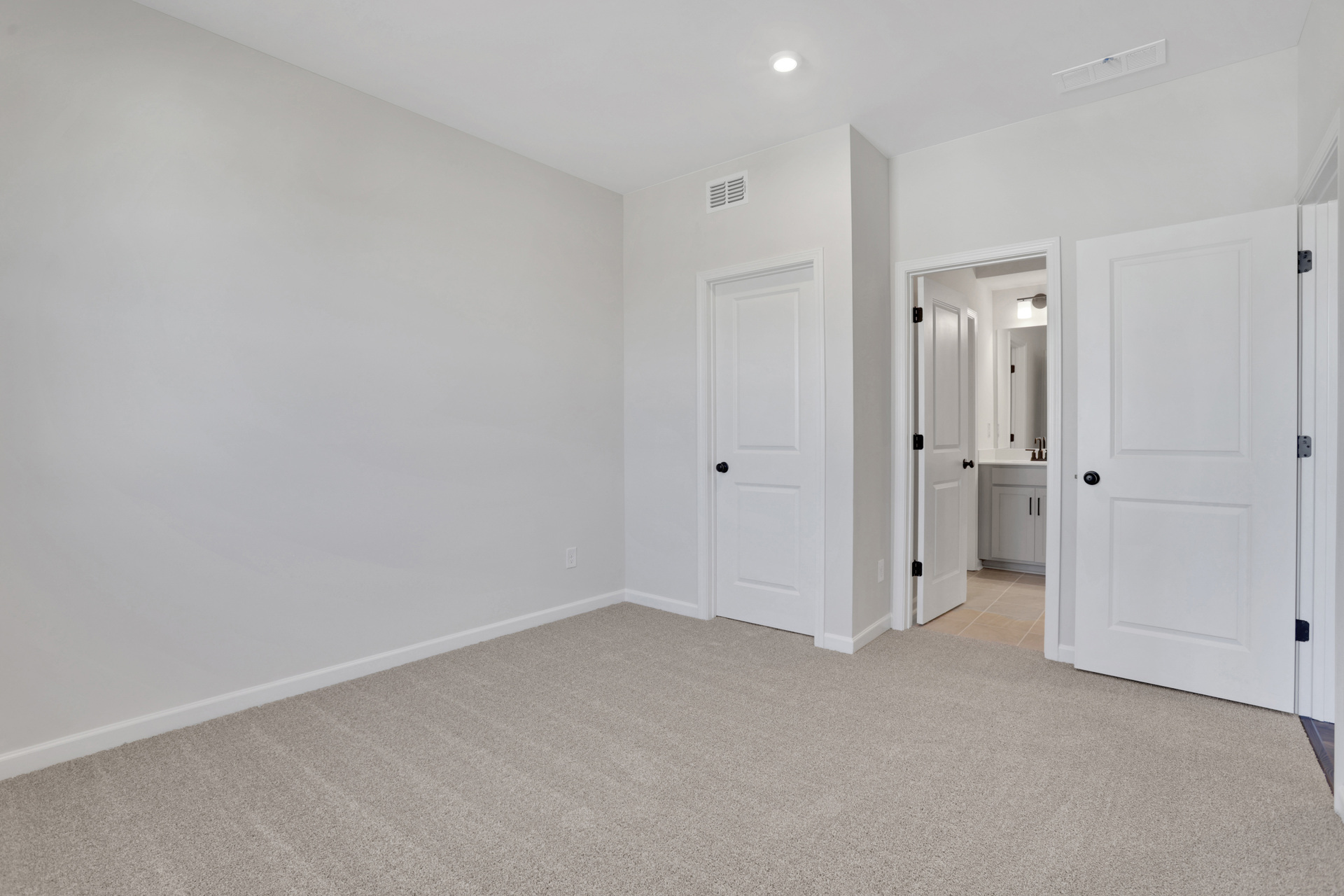 secondary bedroom with carpet and windows