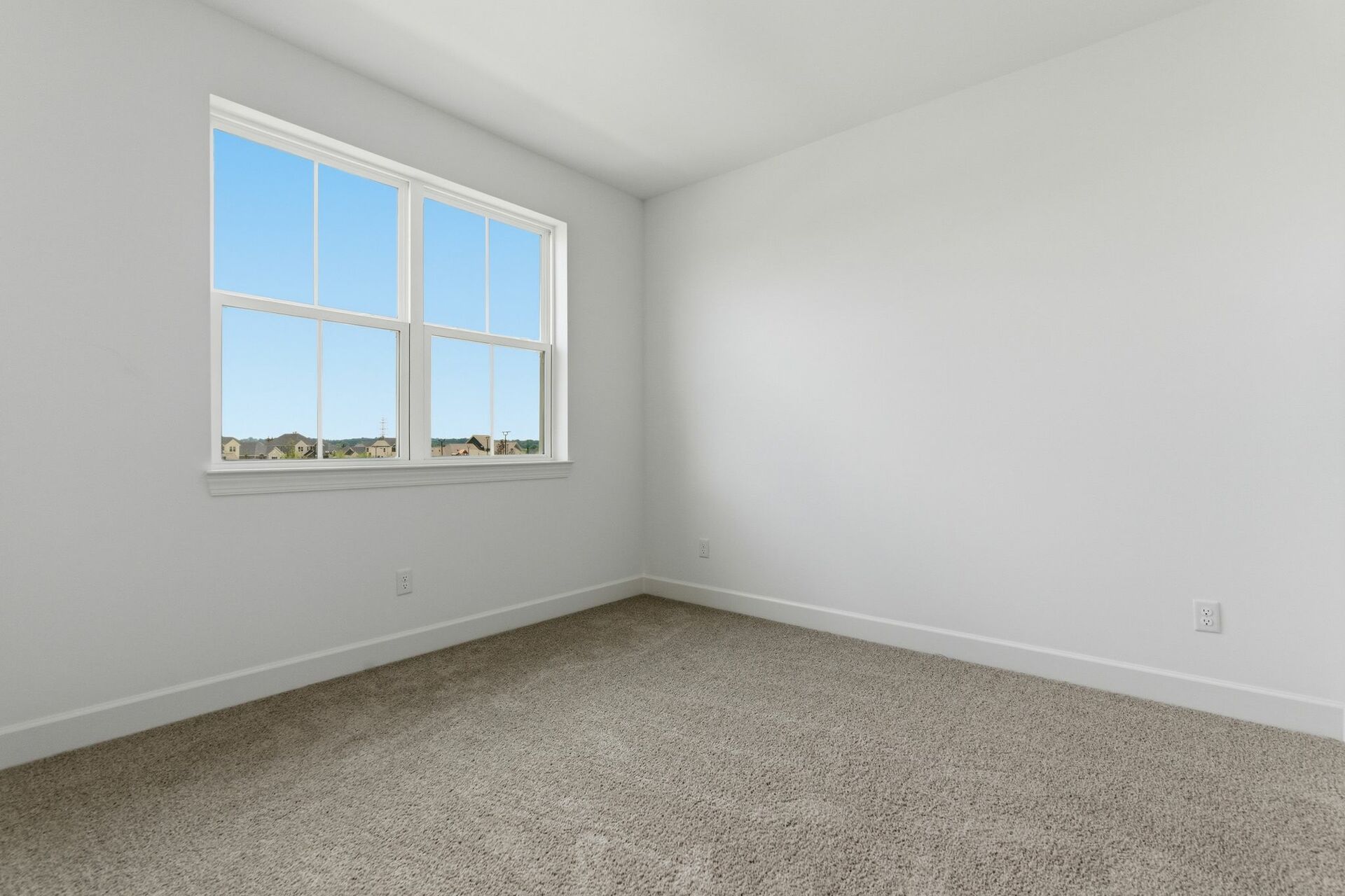 secondary bedroom with carpet, large windows, and walk-in closet
