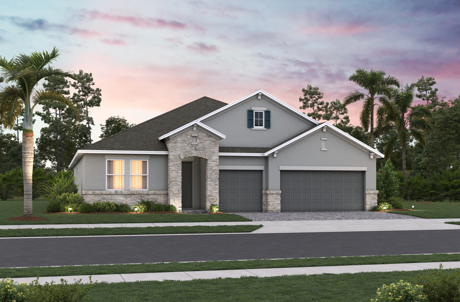 front exterior of home with stone accents