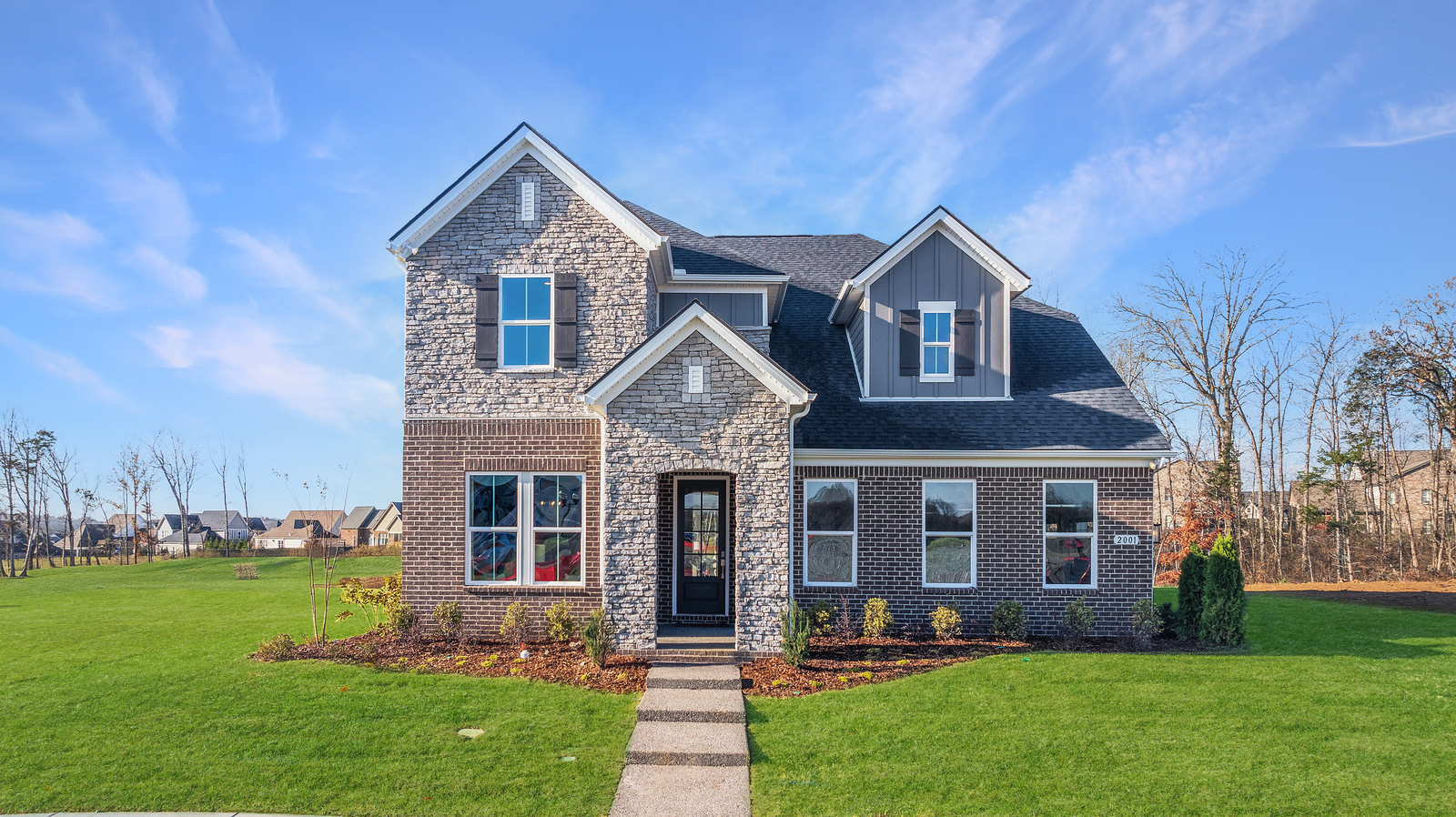 exterior with brick and stone