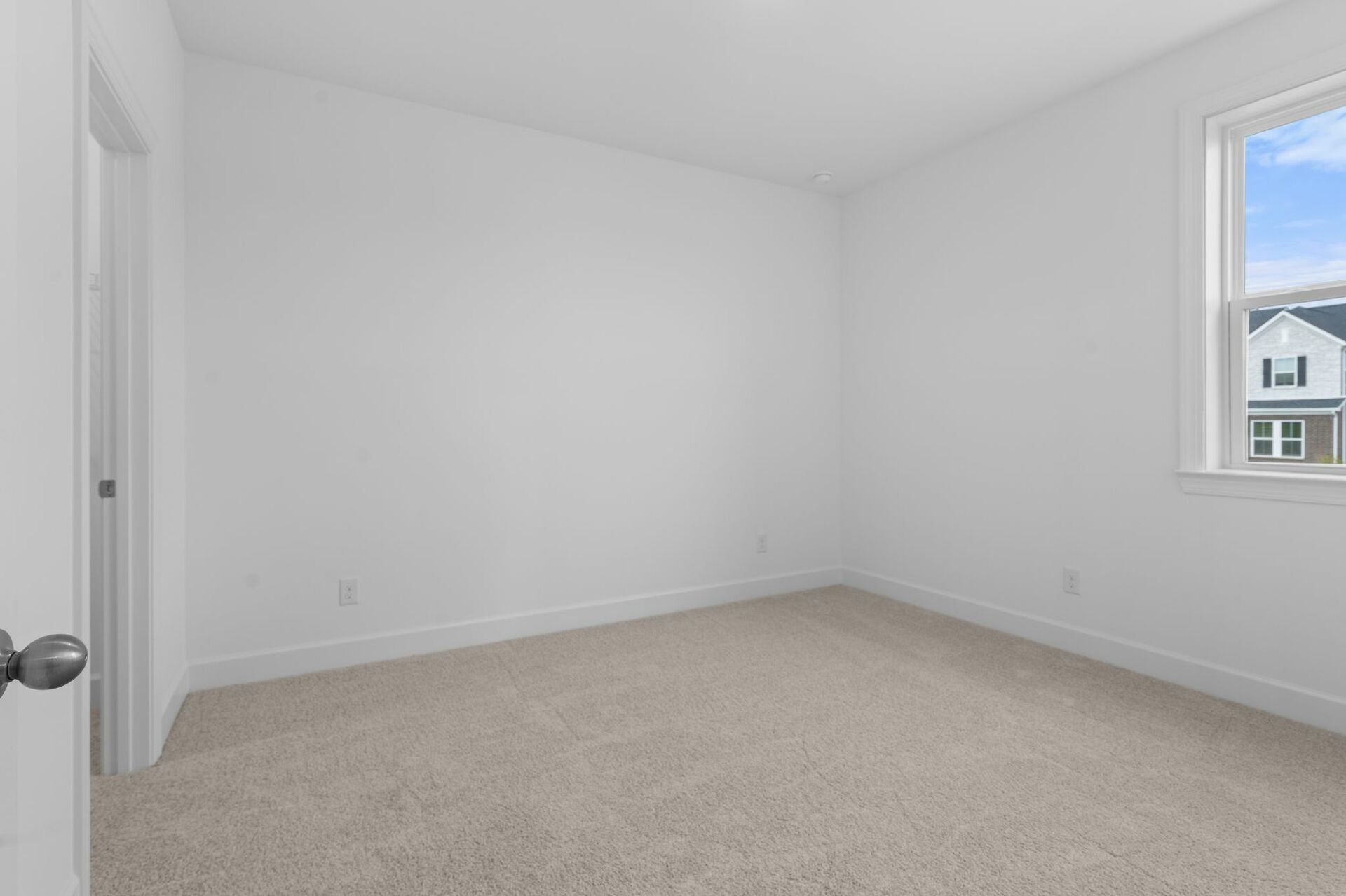 secondary bedroom with carpet flooring and large window