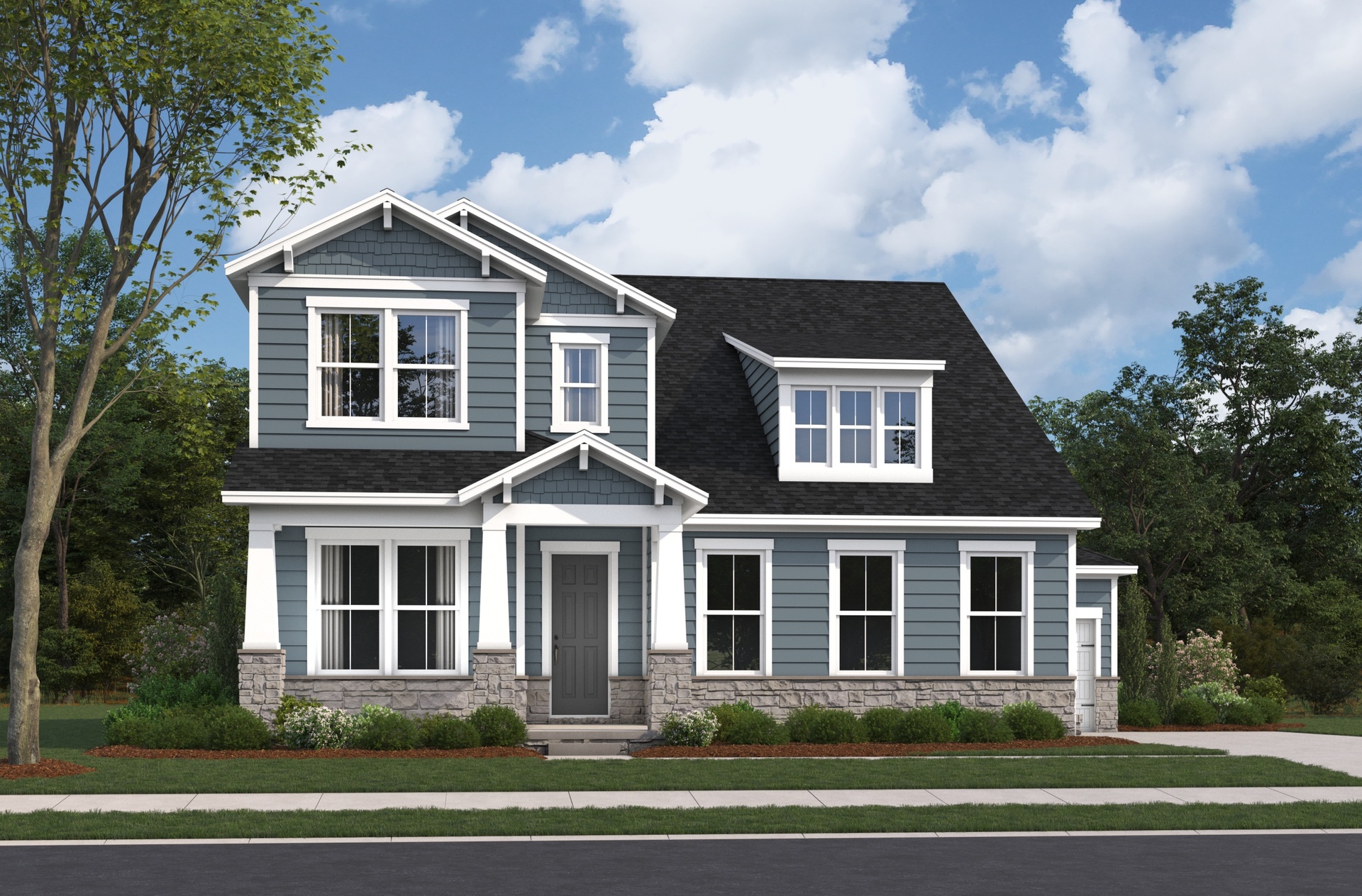 exterior with siding and stone accent