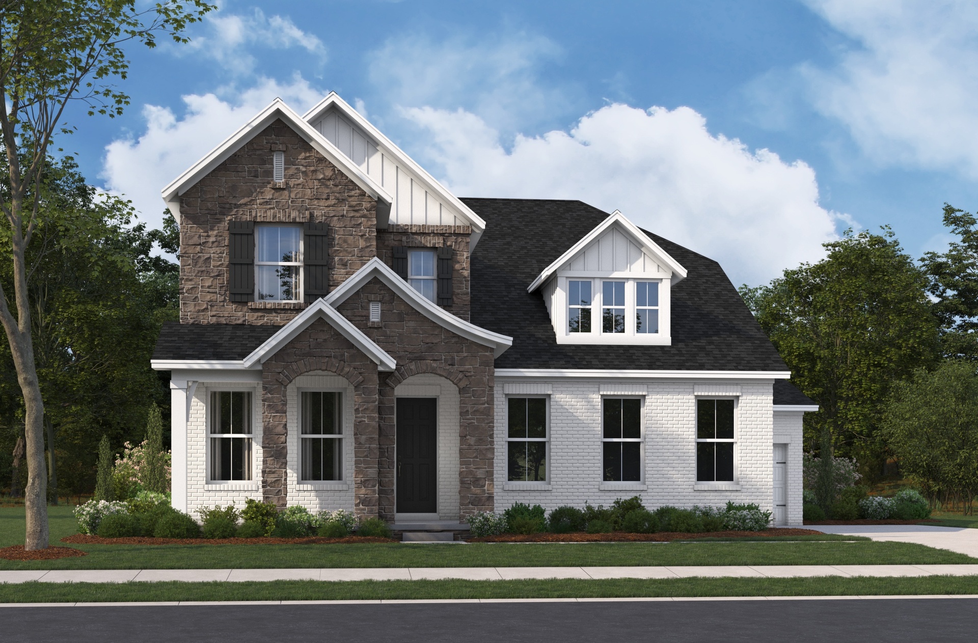 exterior with brick and stone