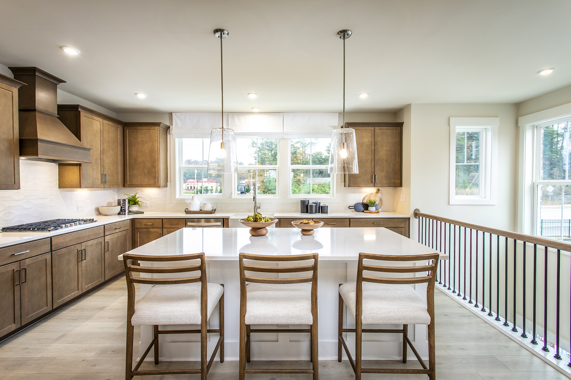kitchen with center island and wood-finish cabinets 