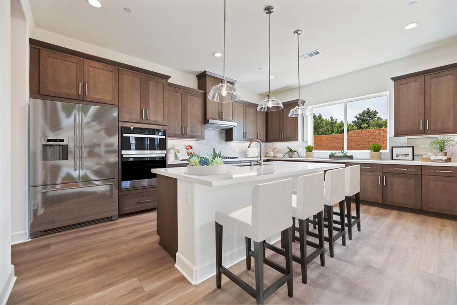 kitchen with neutral cabinets and large island