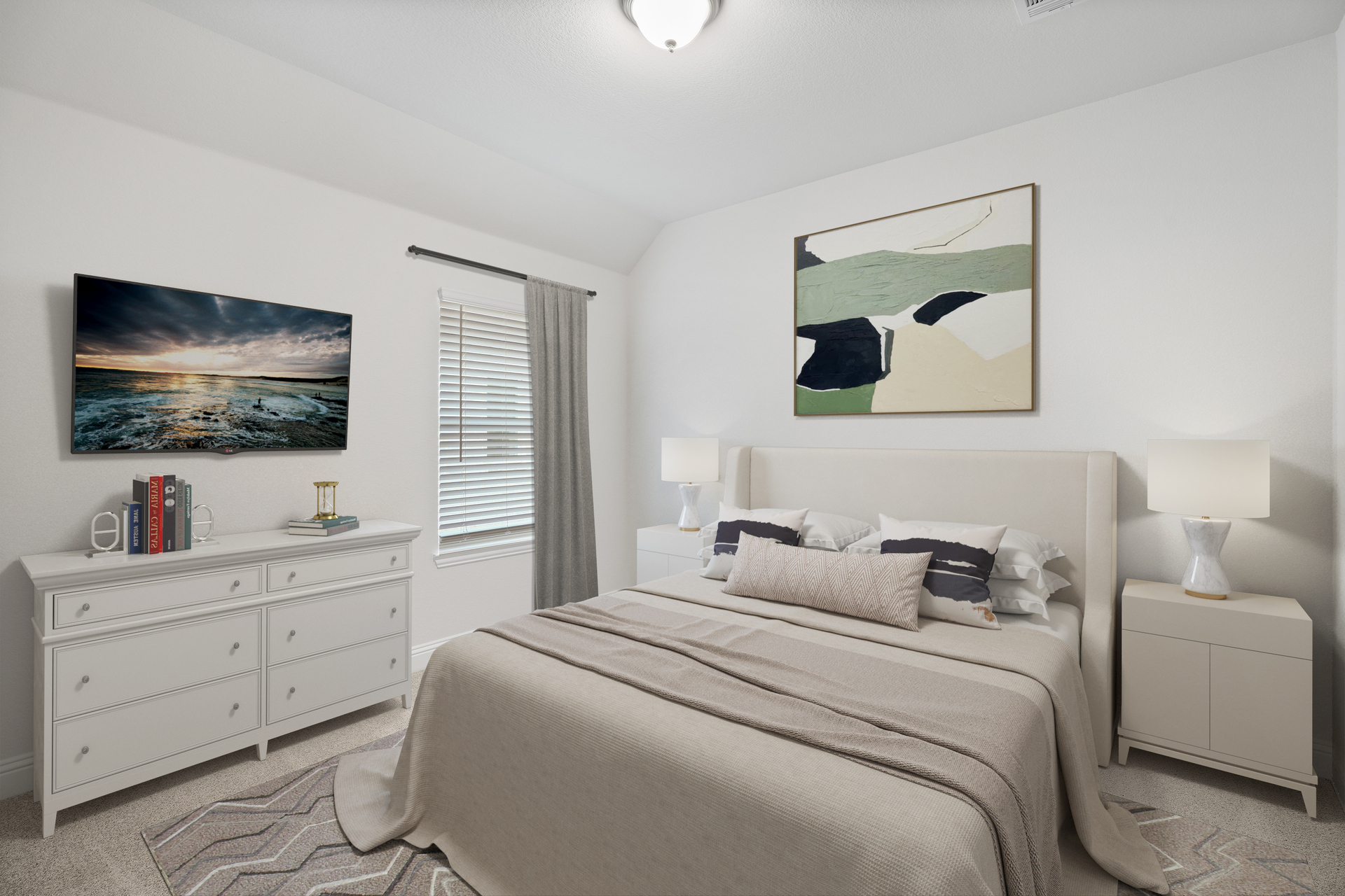 bedroom with carpet and windows