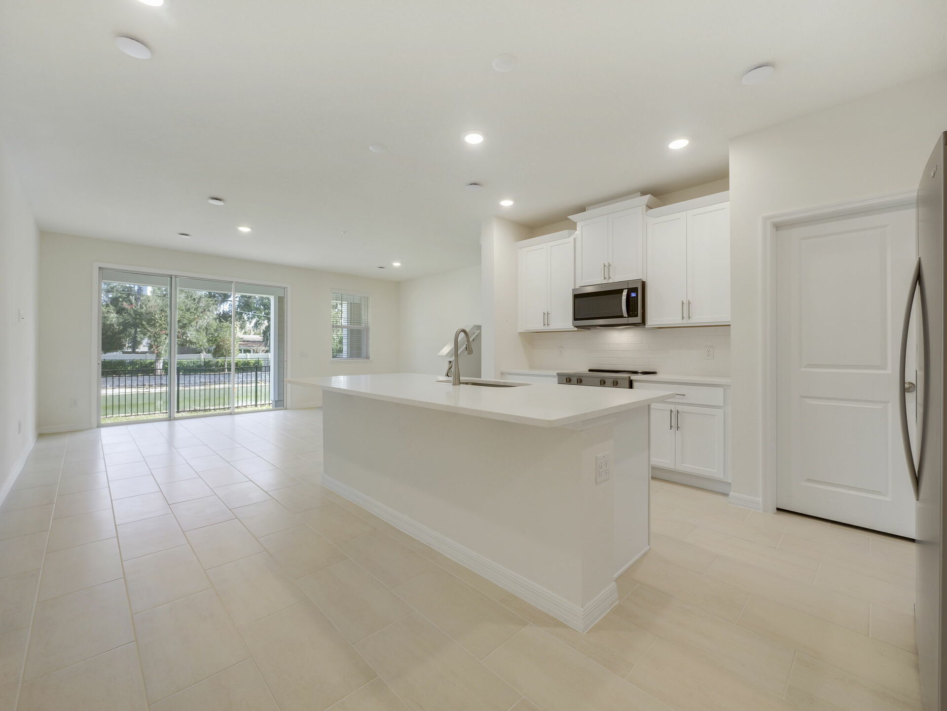 view of center island and great room