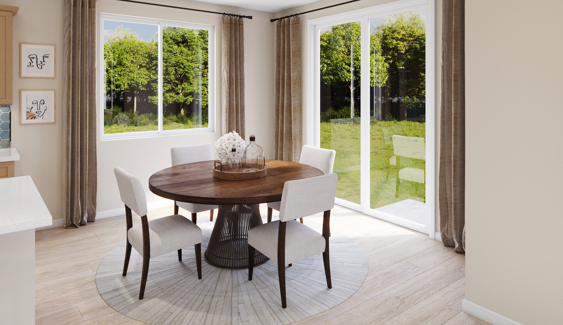 dining room with sliding glass doors and neutral floors
