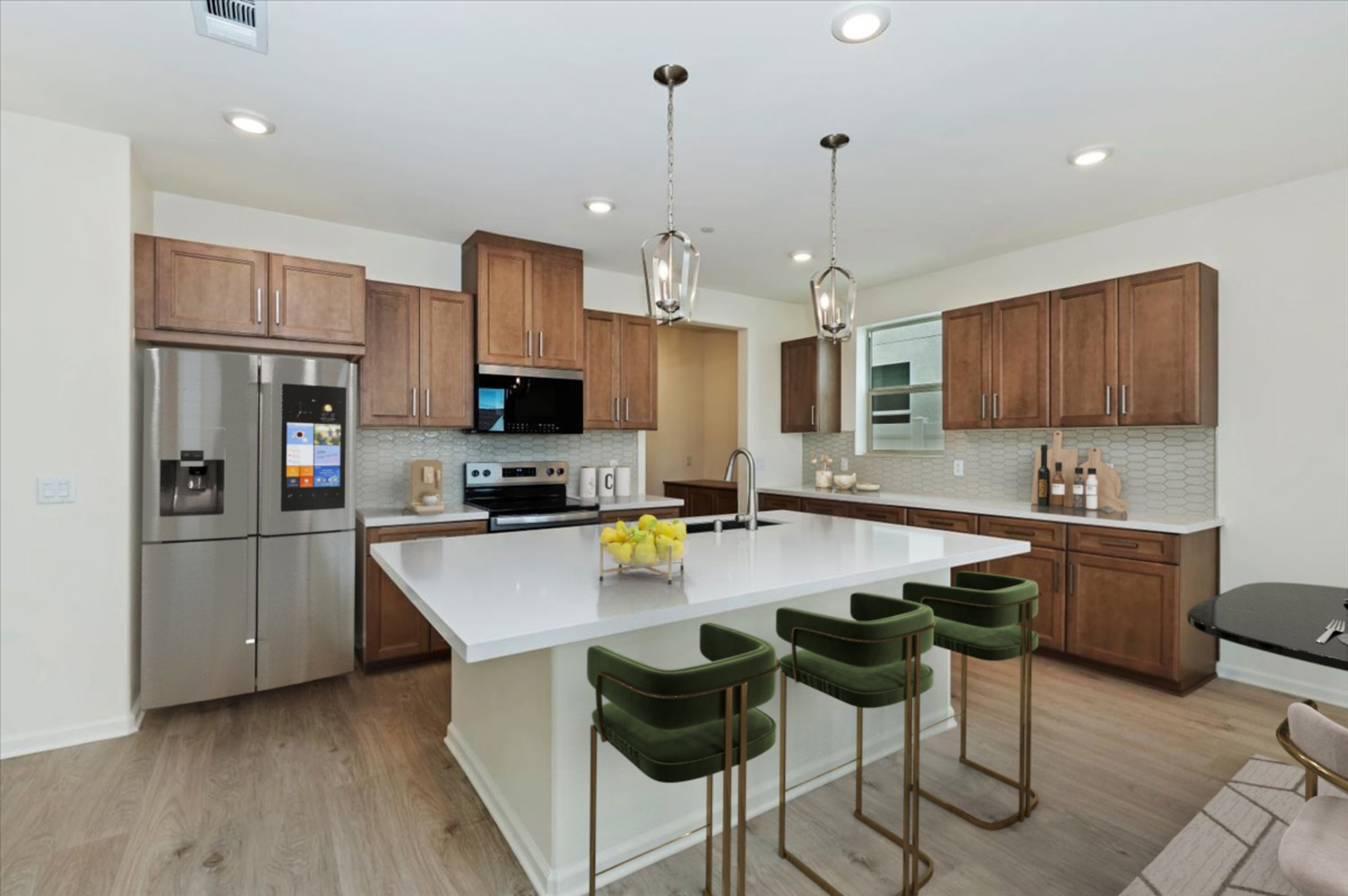 kitchen with neutral cabinets and white countertops