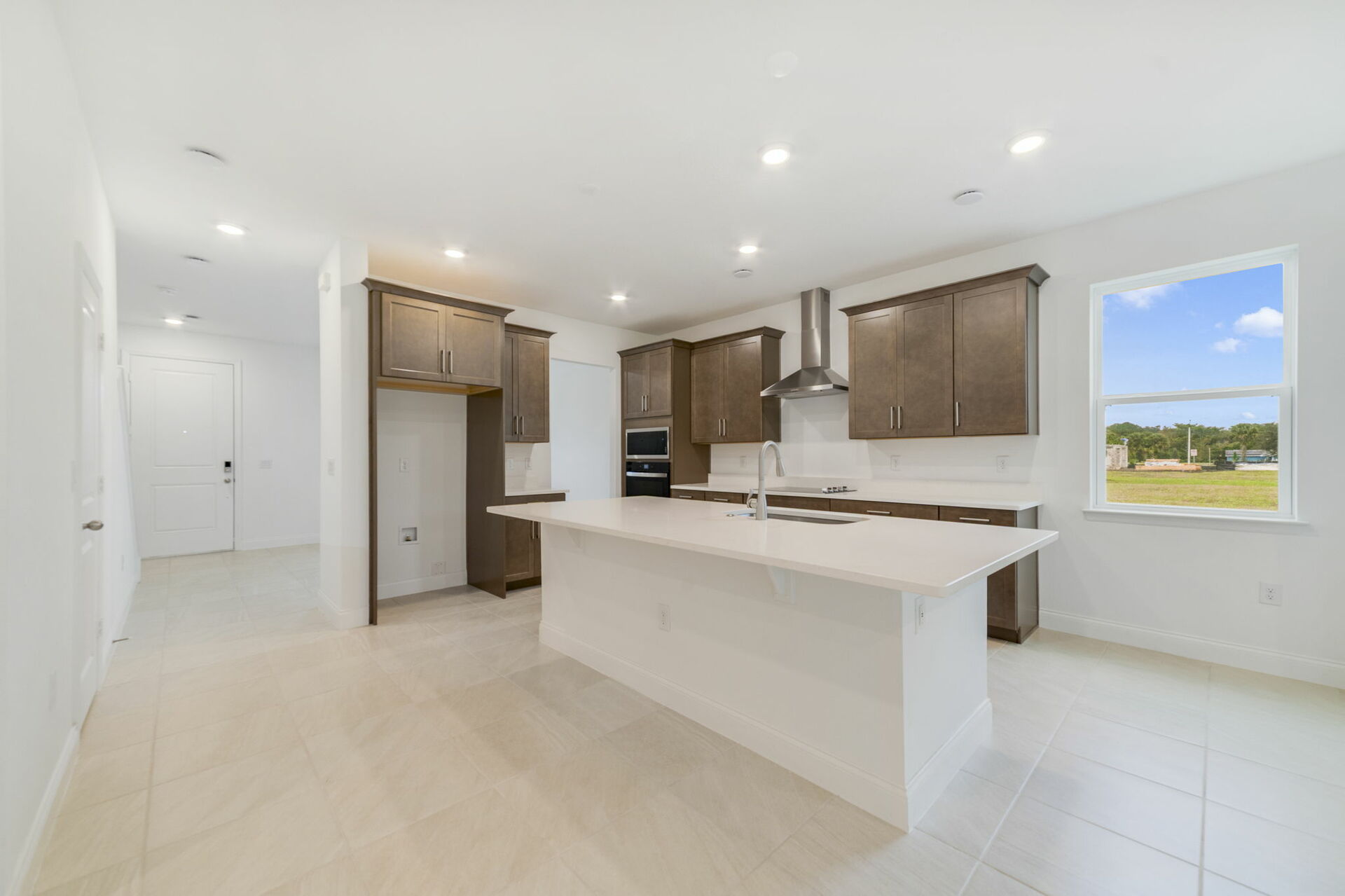 kitchen with access to the dining room and great room