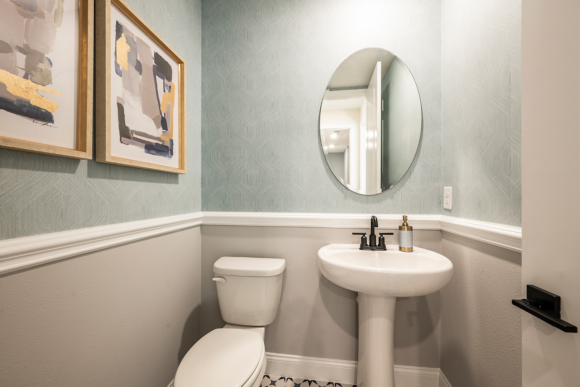 single sink vanity and water closet