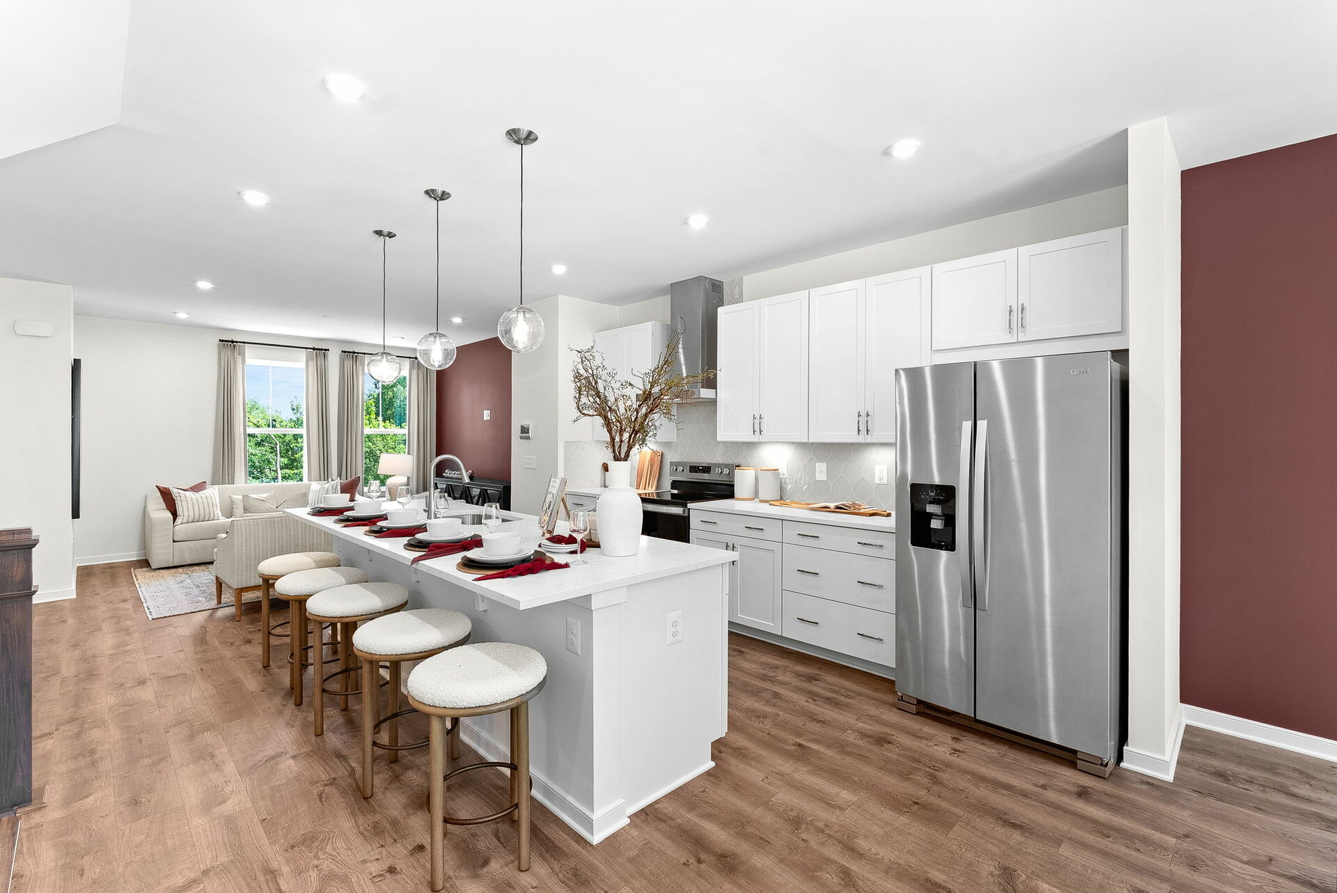 kitchen with white cabinets and hardwood floors