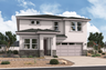 two-story home with desert landscaping and concrete driveway