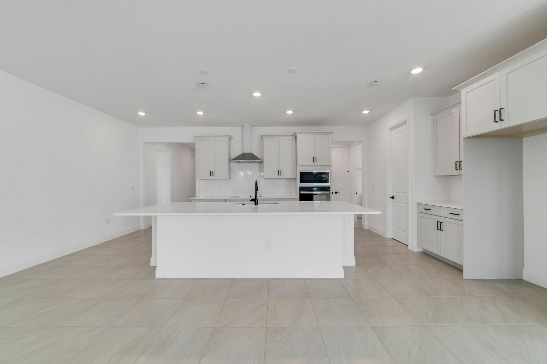 view of center island and great room