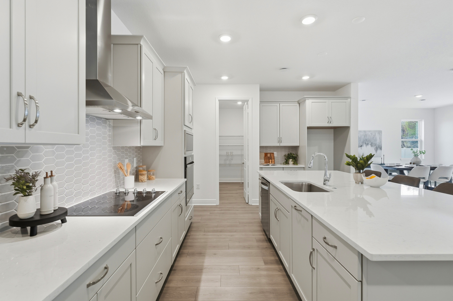 view of center island and great room