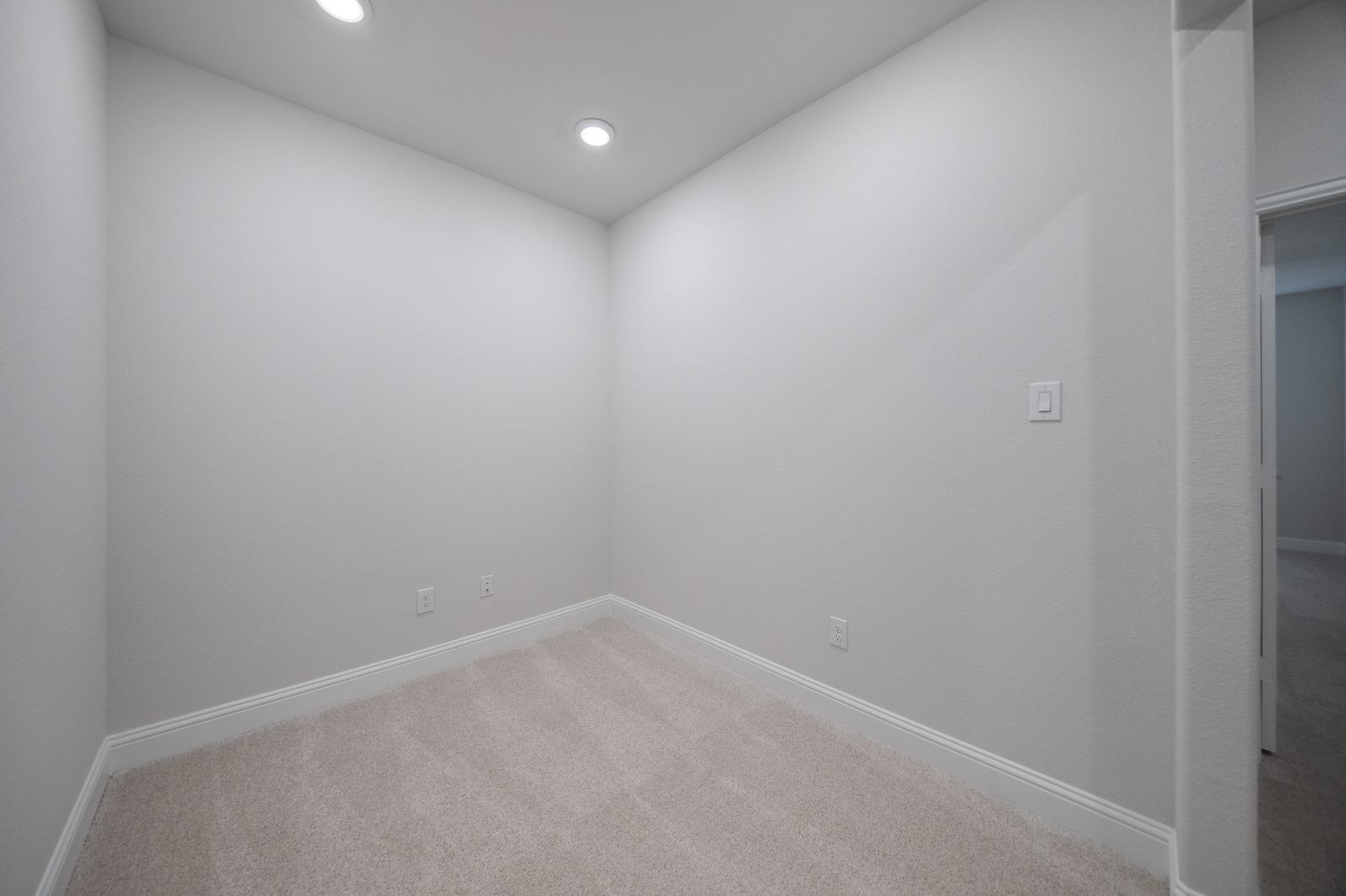 home office with carpet and recessed lighting