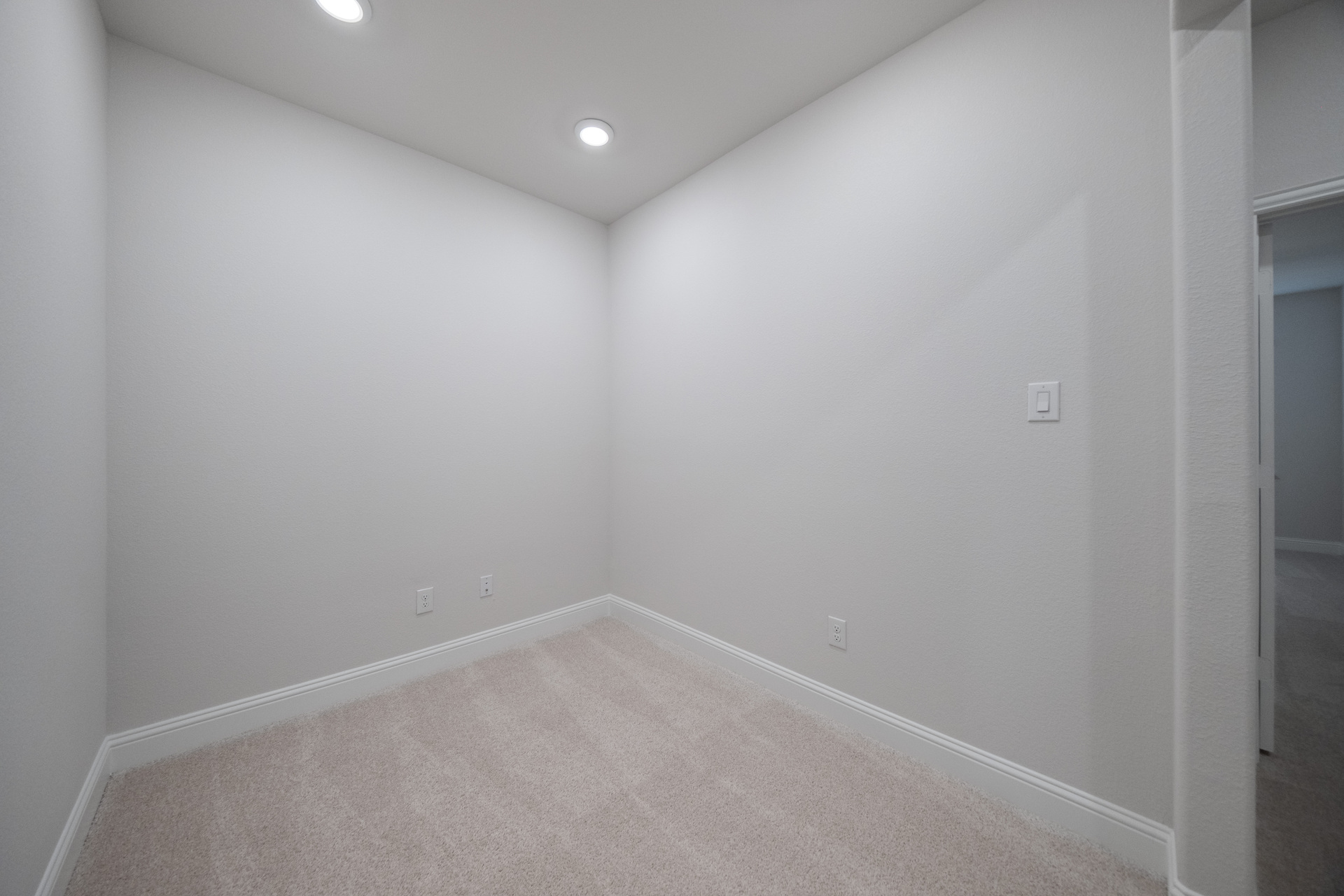 home office with carpet and recessed lighting
